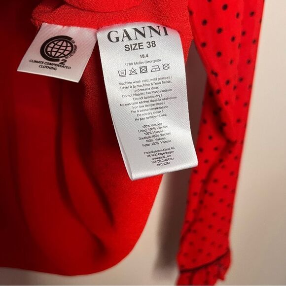 Ganni Pleated Georgette Polka Dot Plissé Blouse 38 - Picture 13 of 13